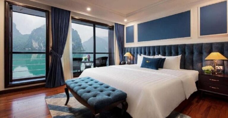 Hanoi: 2-Day Halong & Lan Ha Bay 5-Star Cruise with Balcony - Day 1: caves or beach time, plus sunset deck tea