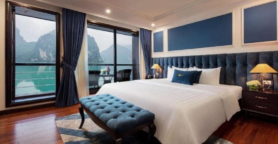 Hanoi: 2-Day Halong & Lan Ha Bay 5-Star Cruise with Balcony - Day 1: caves or beach time, plus sunset deck tea
